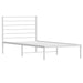 Metal Bed Frame with Headboard White 107x203 Cm King Single