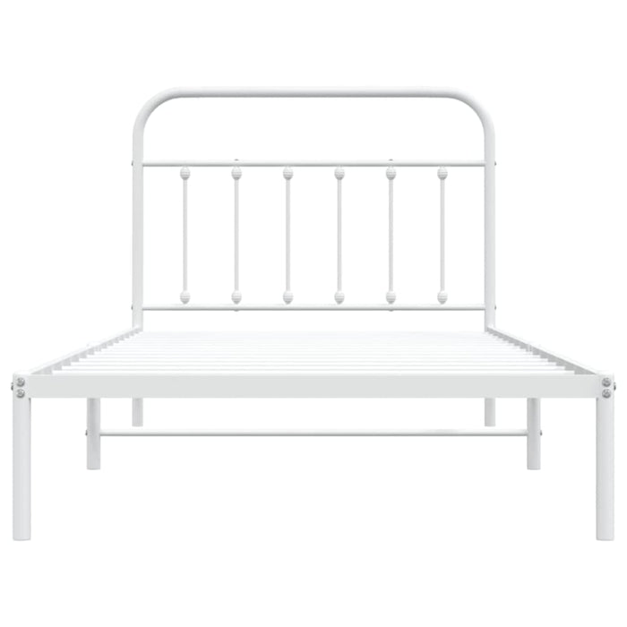 Metal Bed Frame with Headboard White 107x203 Cm Kingle