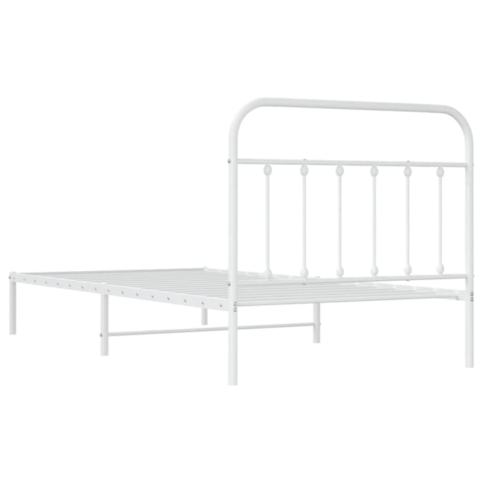 Metal Bed Frame with Headboard White 107x203 Cm Kingle