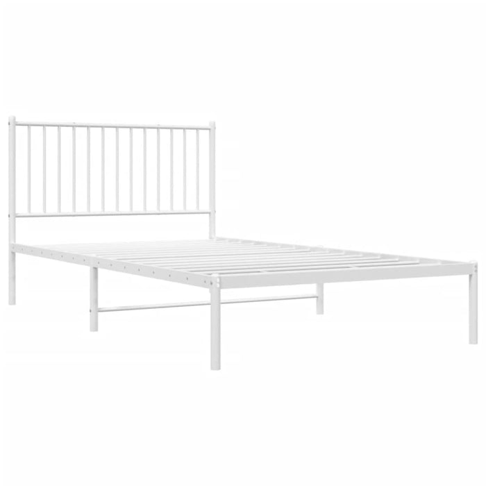 Metal Bed Frame with Headboard White 107x203 Cm Tpbkxi