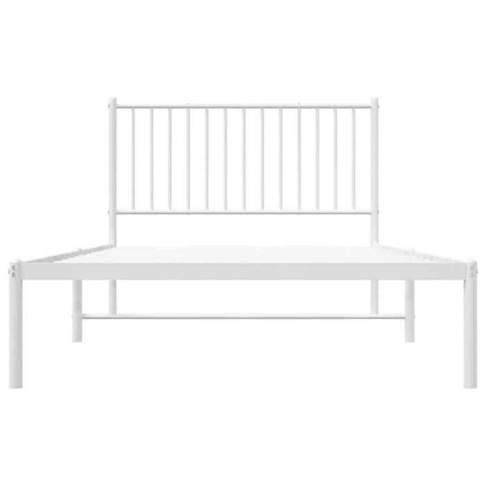 Metal Bed Frame with Headboard White 107x203 Cm Tpbkxi