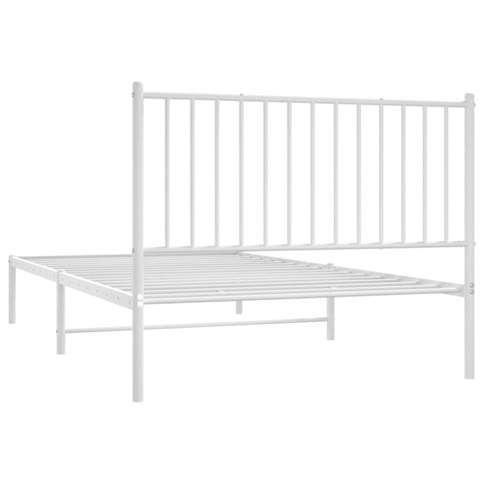 Metal Bed Frame with Headboard White 107x203 Cm Tpbkxi