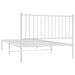 Metal Bed Frame with Headboard White 107x203 Cm Tpbkxi