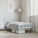 Metal Bed Frame with Headboard White 107x203 Cm Tptlnb
