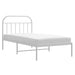 Metal Bed Frame with Headboard White 107x203 Cm Tptlnb
