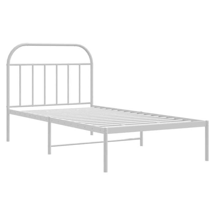 Metal Bed Frame with Headboard White 107x203 Cm Tptlnb