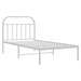 Metal Bed Frame with Headboard White 107x203 Cm Tptlnb