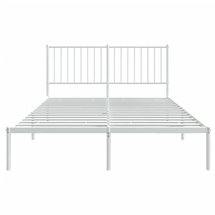Metal Bed Frame with Headboard White 137x187 Cm Double