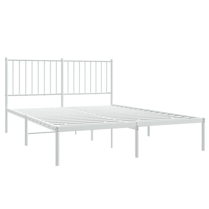 Metal Bed Frame with Headboard White 137x187 Cm Double