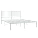 Metal Bed Frame with Headboard White 137x187 Cm Double