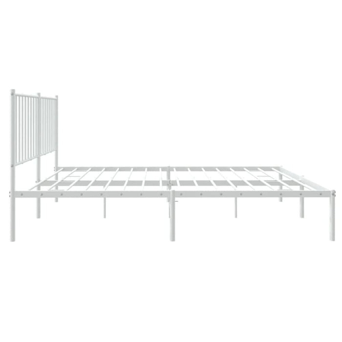 Metal Bed Frame with Headboard White 137x187 Cm Double
