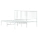 Metal Bed Frame with Headboard White 137x187 Cm Double