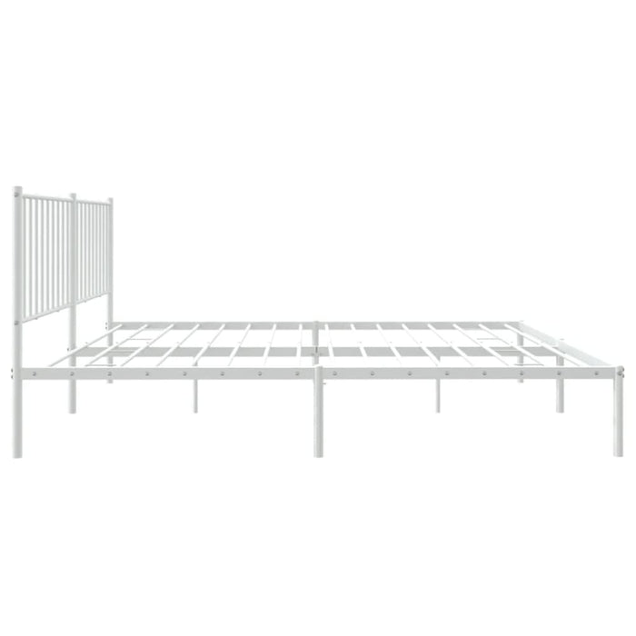 Metal Bed Frame with Headboard White 153x203 Cm Queen Tpbktt