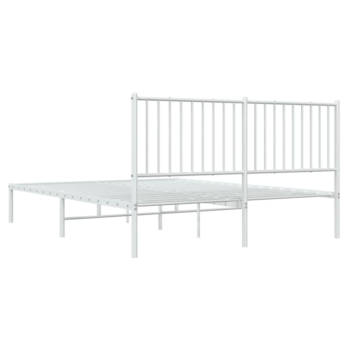 Metal Bed Frame with Headboard White 153x203 Cm Queen Tpbktt