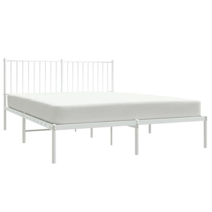 Metal Bed Frame with Headboard White 153x203 Cm Queen Tpbktt