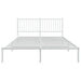 Metal Bed Frame with Headboard White 153x203 Cm Queen Tpbktt