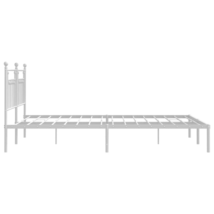 Metal Bed Frame With Headboard White 183x203 Cm King Size