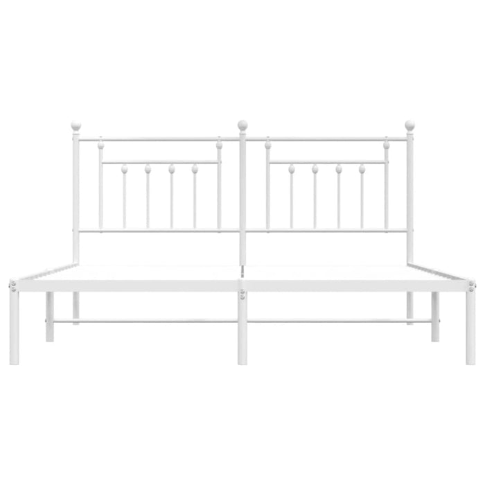 Metal Bed Frame With Headboard White 183x203 Cm King Size