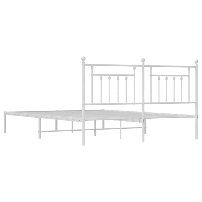 Metal Bed Frame With Headboard White 183x203 Cm King Size