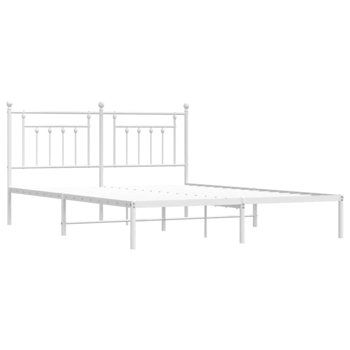 Metal Bed Frame With Headboard White 183x203 Cm King Size