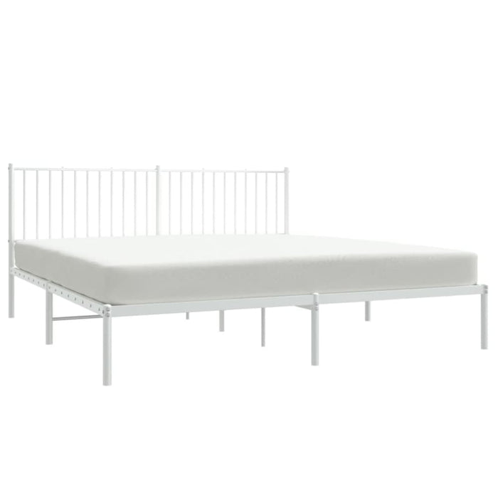 Metal Bed Frame with Headboard White 183x203 Cm King Tpbktp