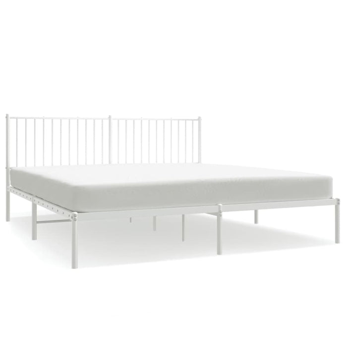 Metal Bed Frame with Headboard White 183x203 Cm King Tpbktp