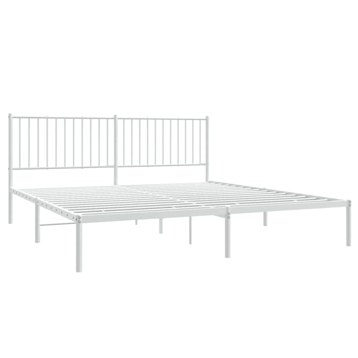 Metal Bed Frame with Headboard White 183x203 Cm King Tpbktp