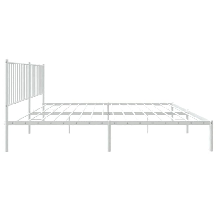 Metal Bed Frame with Headboard White 183x203 Cm King Tpbktp