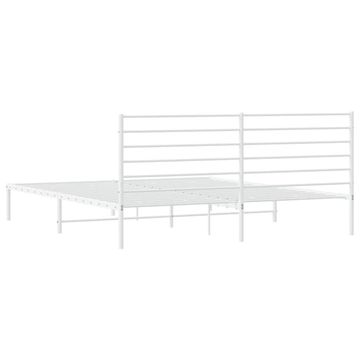 Metal Bed Frame with Headboard White 183x203 Cm King Tpxtix