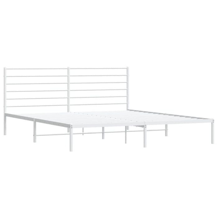 Metal Bed Frame with Headboard White 183x203 Cm King Tpxtix