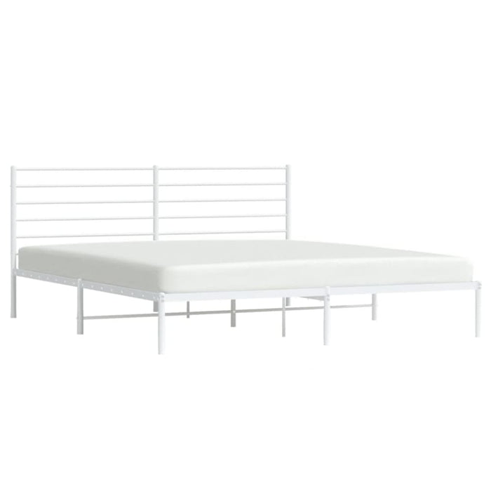 Metal Bed Frame with Headboard White 183x203 Cm King Tpxtix