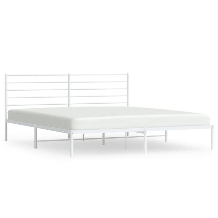 Metal Bed Frame with Headboard White 183x203 Cm King Tpxtix