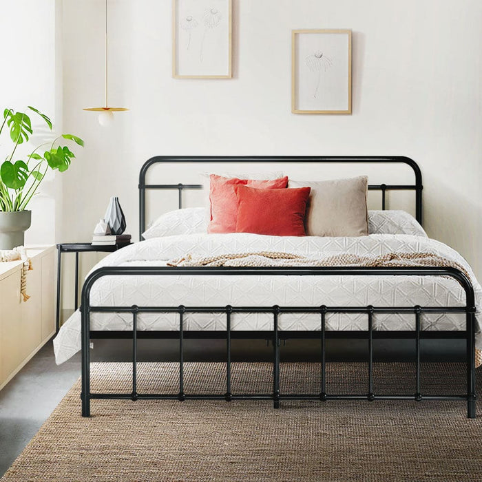 Metal Bed Frame Queen Size Platform Foundation Mattress