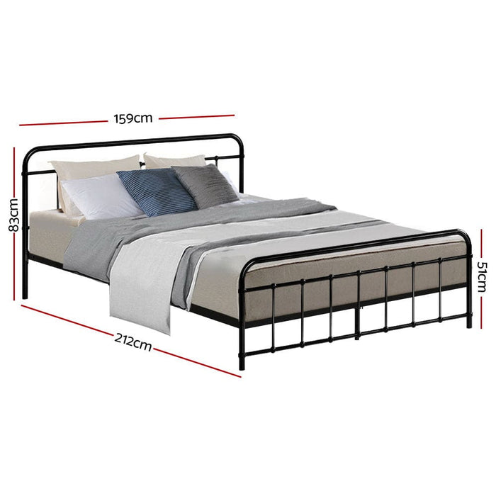 Metal Bed Frame Queen Size Platform Foundation Mattress