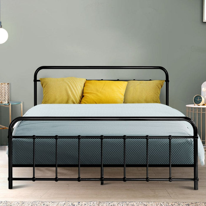 Metal Bed Frame Queen Size Platform Foundation Mattress