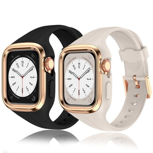 Metal Frame Silicone Strap For Apple Watch