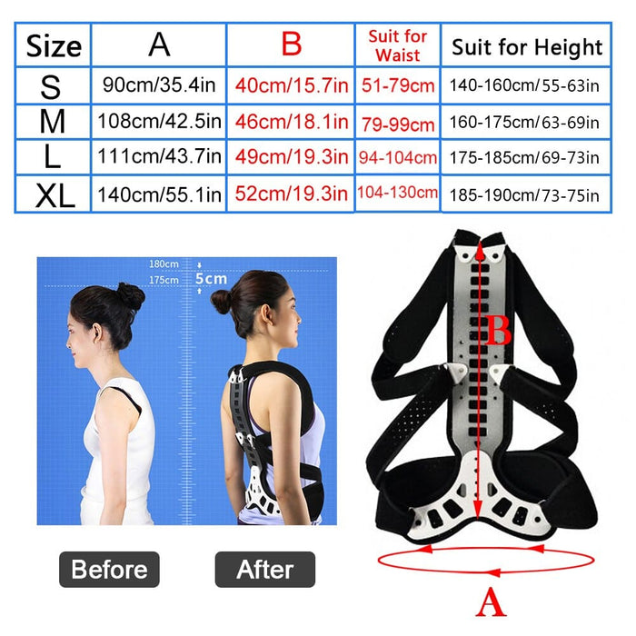 Metal Full Back Brace Posture Corrector Straightener