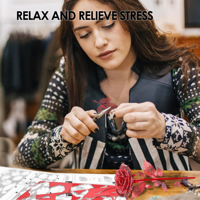 3d Metal Puzzle-rose Model Building Kits Diy Jigsaw Toy