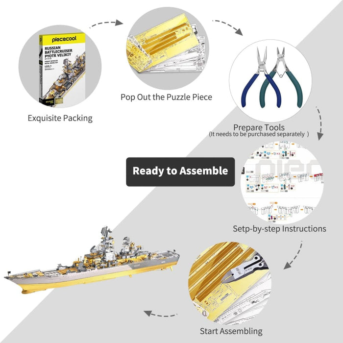 3d Metal Puzzle -russian Battlecruiser Pyotr Diy Jigsaw Toy