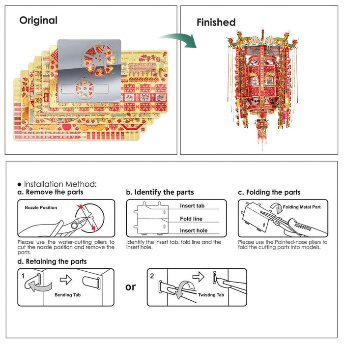 3d Metal Puzzles Adult Diy Toy One Thousand Angle Lantern