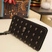 Metal Skull Wallet Card Leather Wristlet Handbags