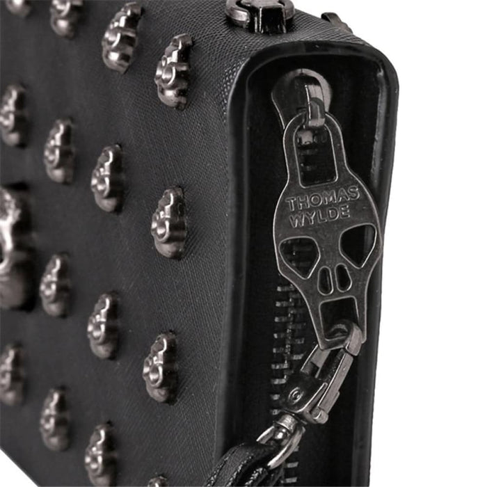 Metal Skull Wallet Card Leather Wristlet Handbags