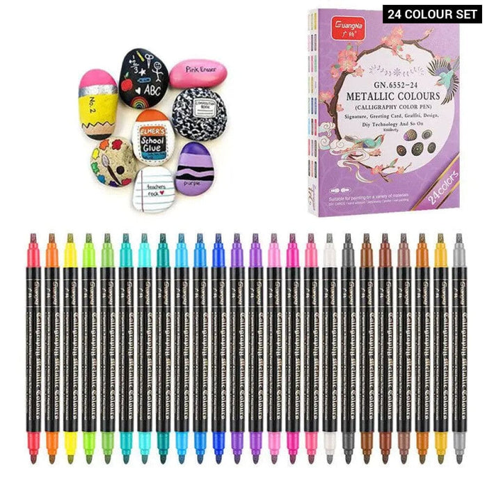 Metallic Paint Markers 12 24 Colours Dual Tip Glitter