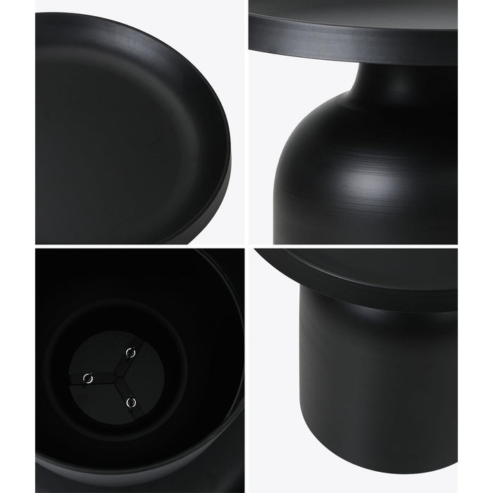 Coffee Side Table Round Bedside Sofa Tea End Tables Steel Metal Black