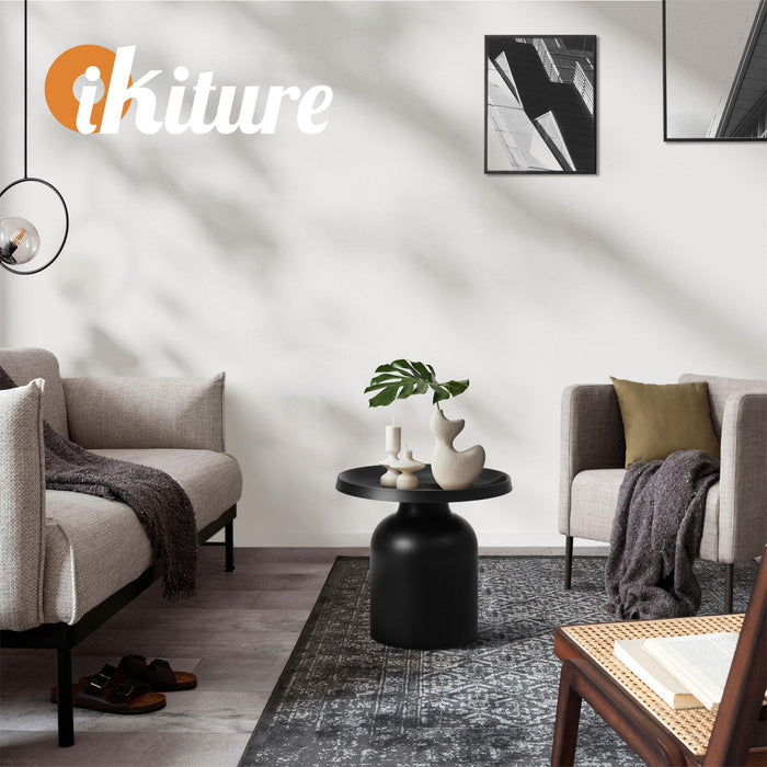 Coffee Side Table Round Bedside Sofa Tea End Tables Steel Metal Black