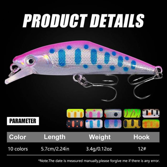Microbe Road Lures Slow Sinking Minnow Bait 5.7cm 3.4g