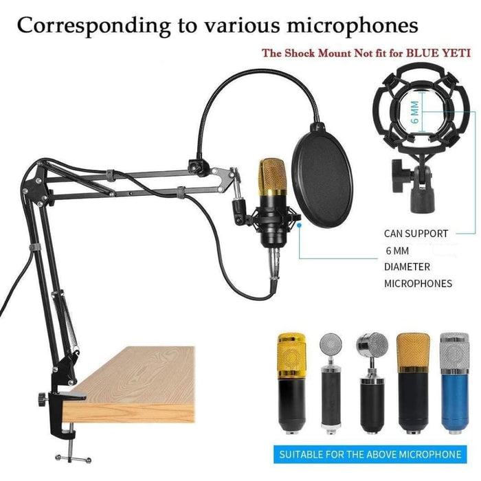 Microphone Radio Broadcasting Stand with 3/8t o 5/8 Screw