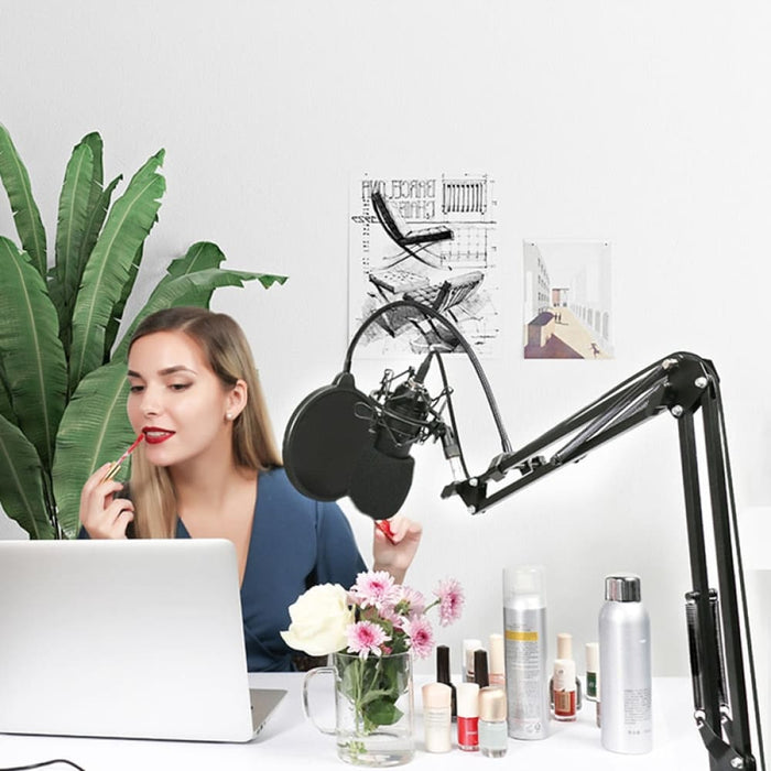 Microphone Suspension Boom Scissor Arm Stand For