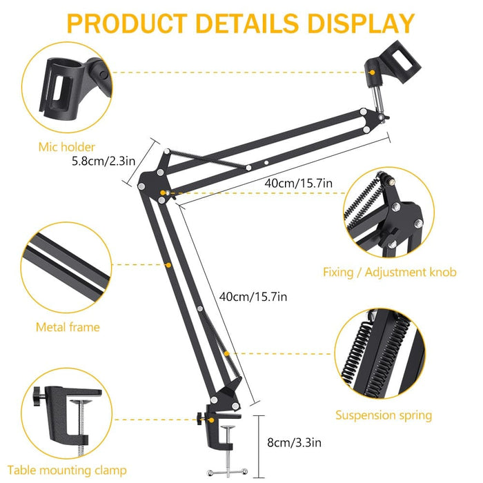 Microphone Suspension Boom Scissor Arm Stand For