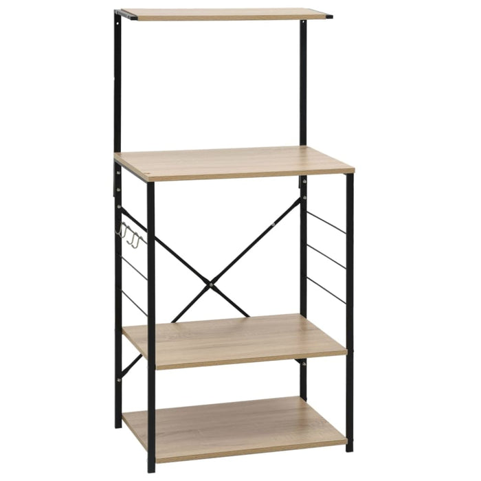 Microwave Cabinet Black and Oak 60x39.6x123 Cm Engineered